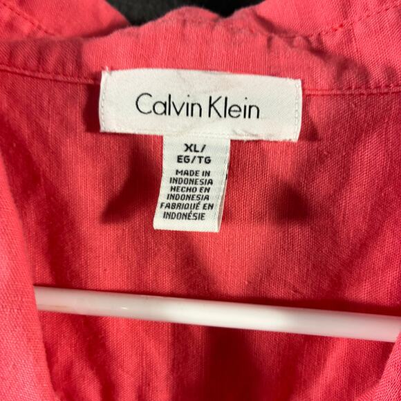 calvin klein women linen blend tank XL pink coastal beach vacation tropical - Picture 7 of 7